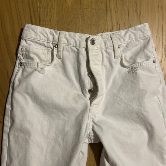 We The Free by Free People White Distressed Straight Leg Jeans - Picture 4 of 5